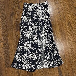 Bershka Black and White Floral Maxi Skirt